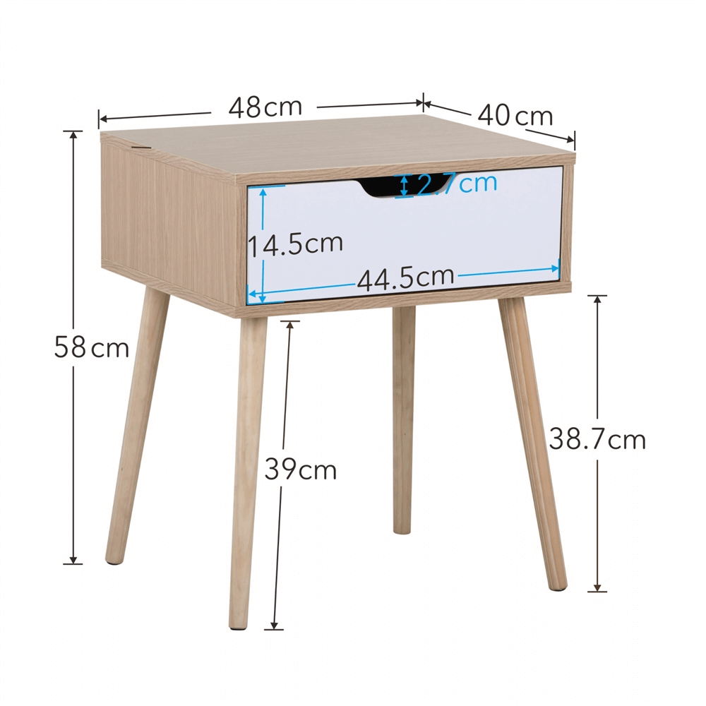 Wooden End Table w/ 1 Drawer and Legs