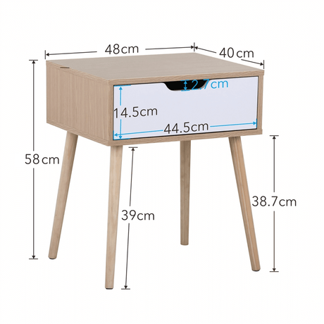 Wooden End Table w/ 1 Drawer and Legs