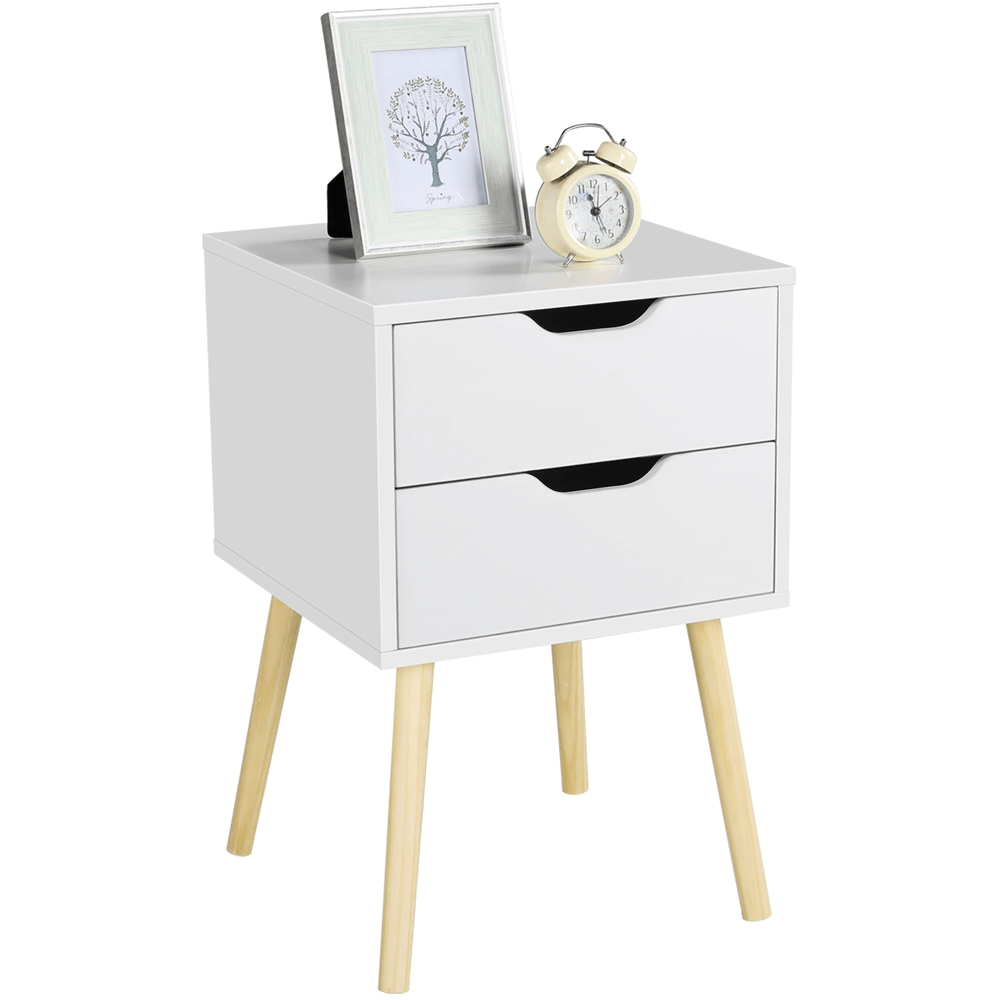 Wooden Nightstand with 1 Drawer and 2 Shelves