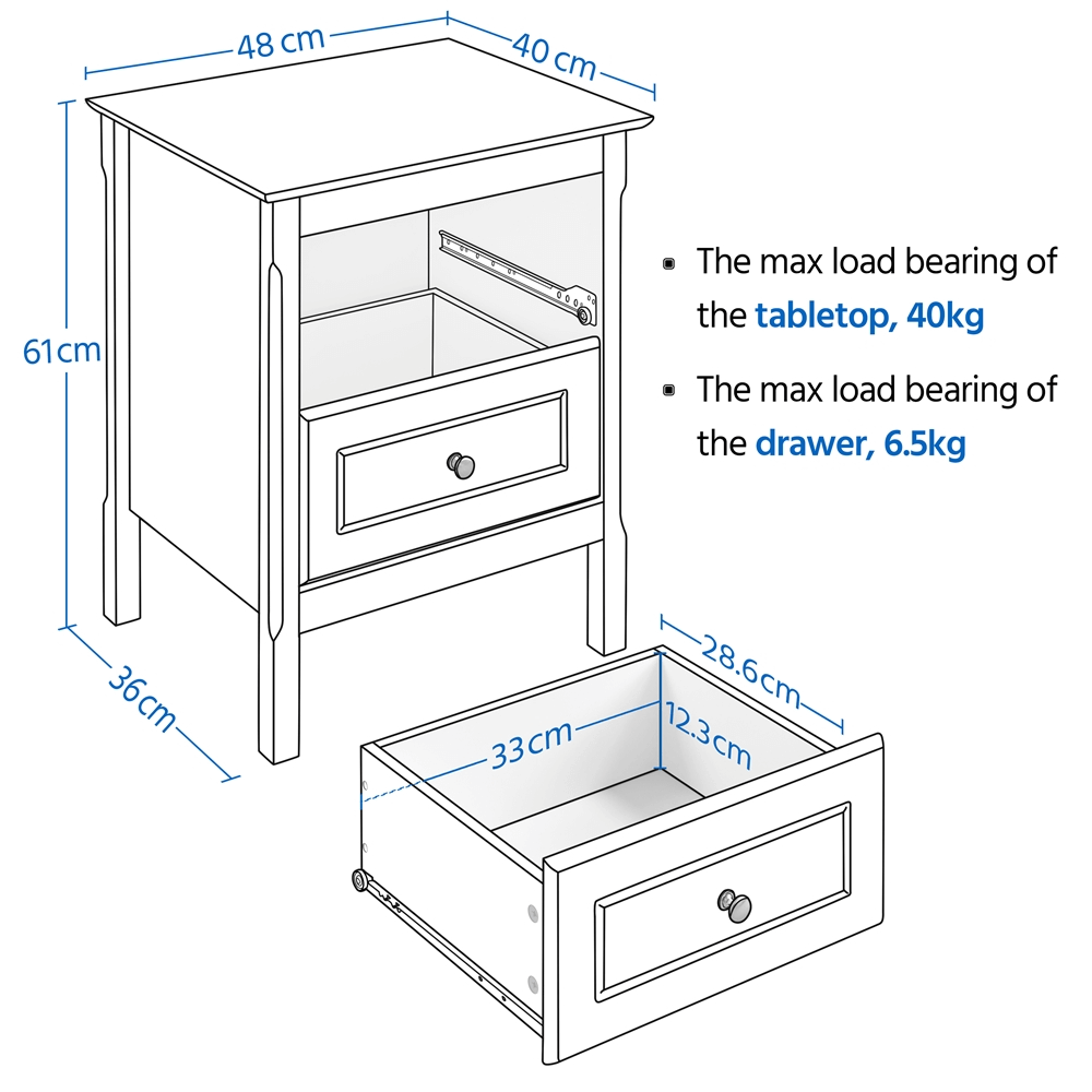 Wooden End Table w/ 2 Drawers