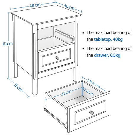 Wooden End Table w/ 2 Drawers